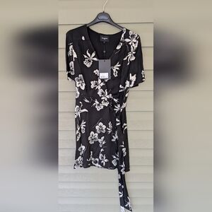 The Kooples Women's Black Floral Wrap Dress. NWT. Size 6-8  Retail- $395